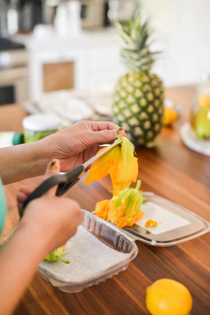 Prepping Squash Blossoms