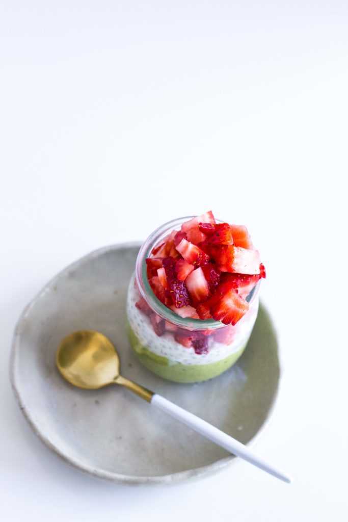 Matcha and Strawberry Chia Cup
