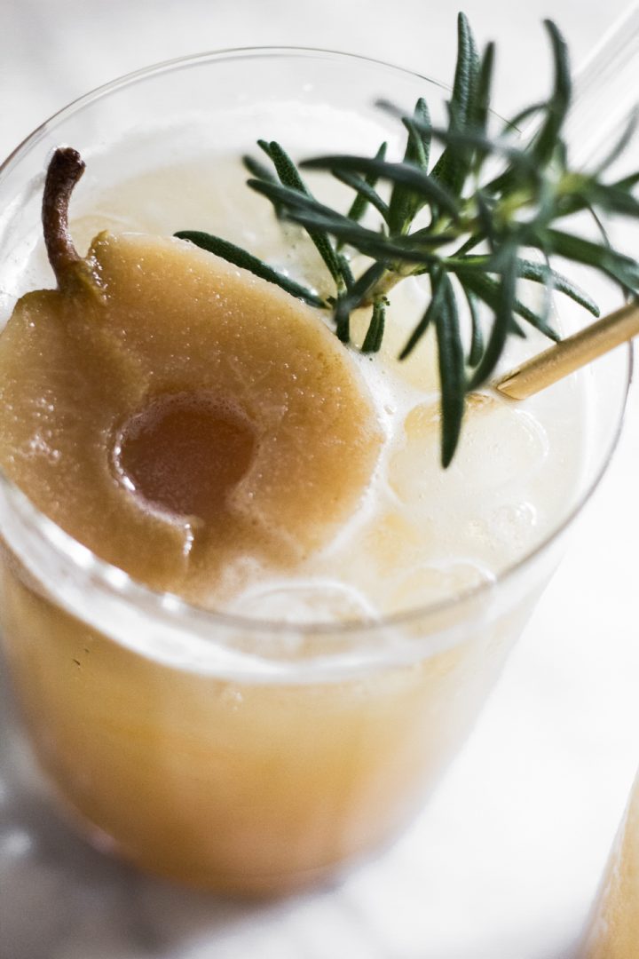 Poached Pear Ginger Kombucha Mocktail