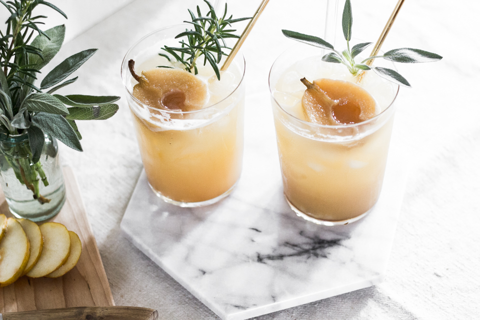 Poached Pear Kombucha Mocktail