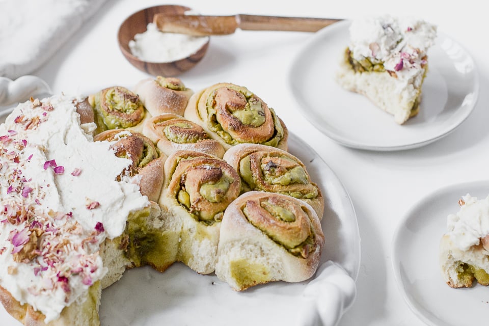 Pistachio Rose Cardamom Rolls in 45 Minutes