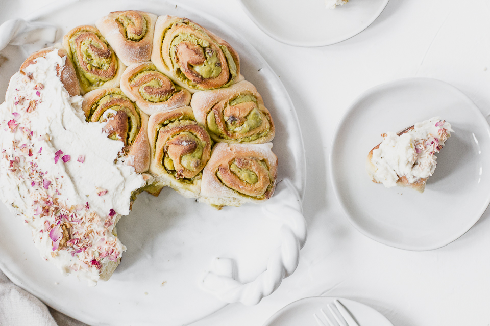 Pistachio Rose Cardamom Rolls 