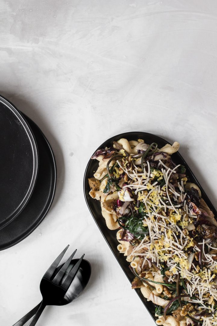 Banza Cavatappi with Vegan Sausage and Radicchio
