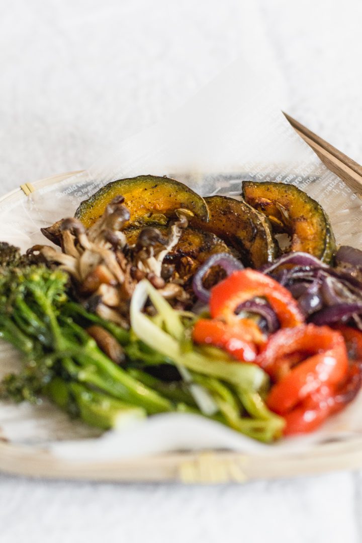 Roasted Veggies with Yuba Miso Noodles