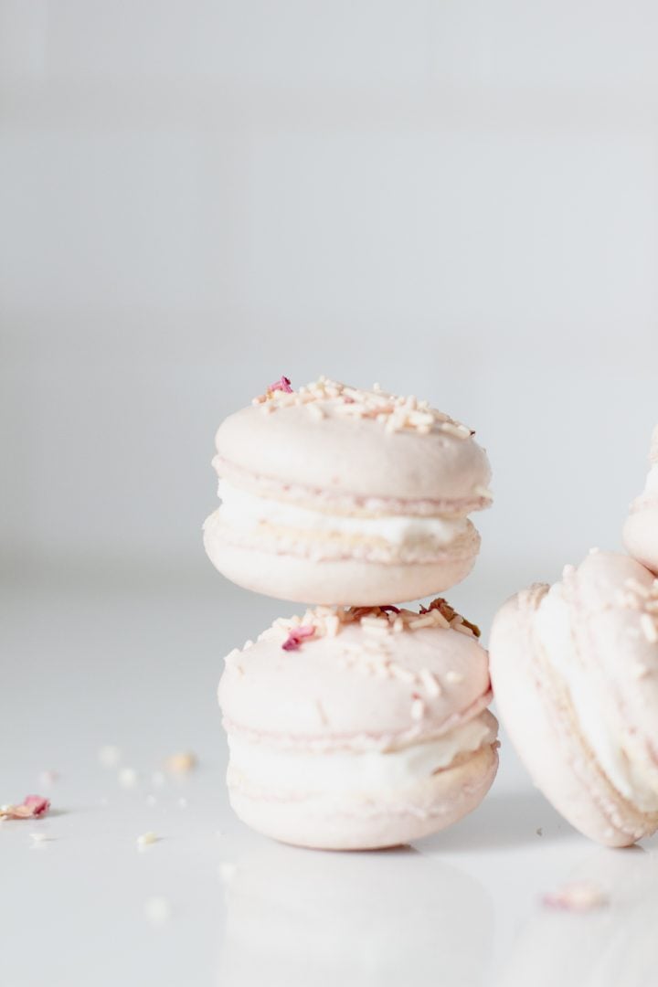 Strawberries and Cream Macaron with Champane Filling