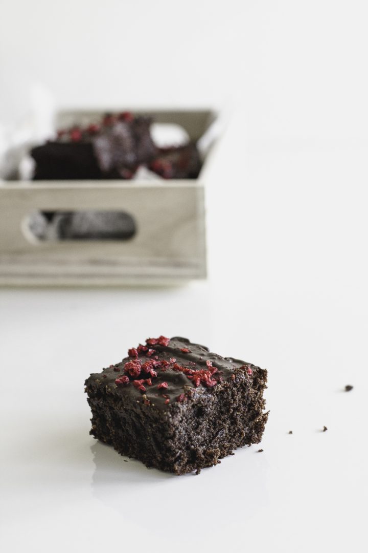 Beet Brownies with Raspberry Chocolate Topping
