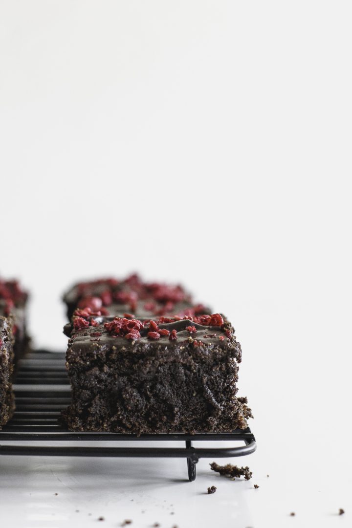 Beet Brownies with Raspberry Chocolate Topping