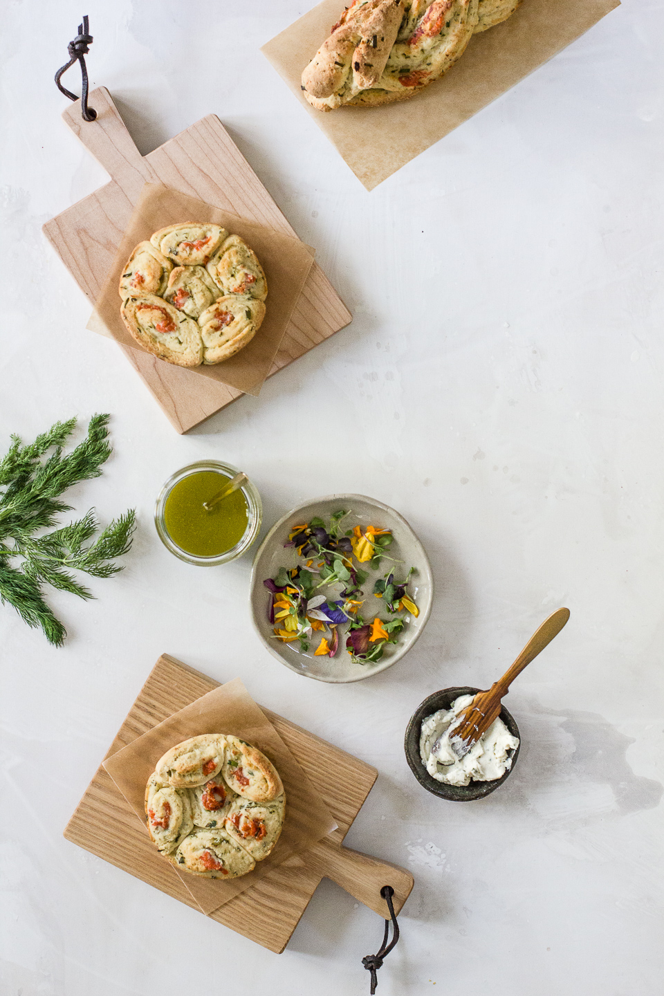 Smoked Salmon Chive Rolls with Dill Lemon Pesto