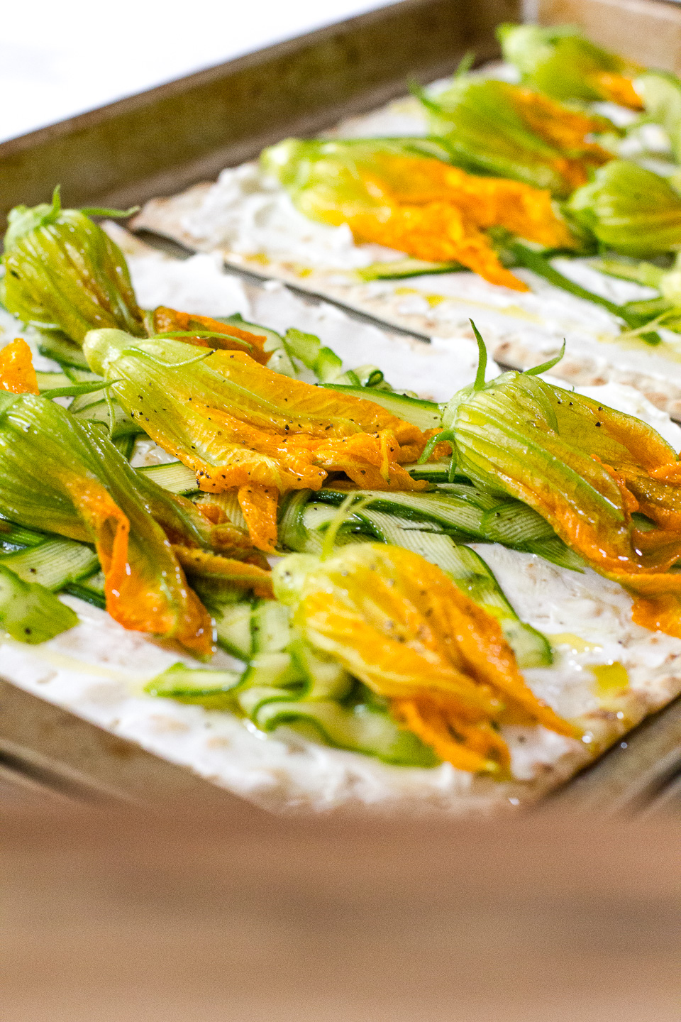 Quick and Easy Squash Blossom Flatbread