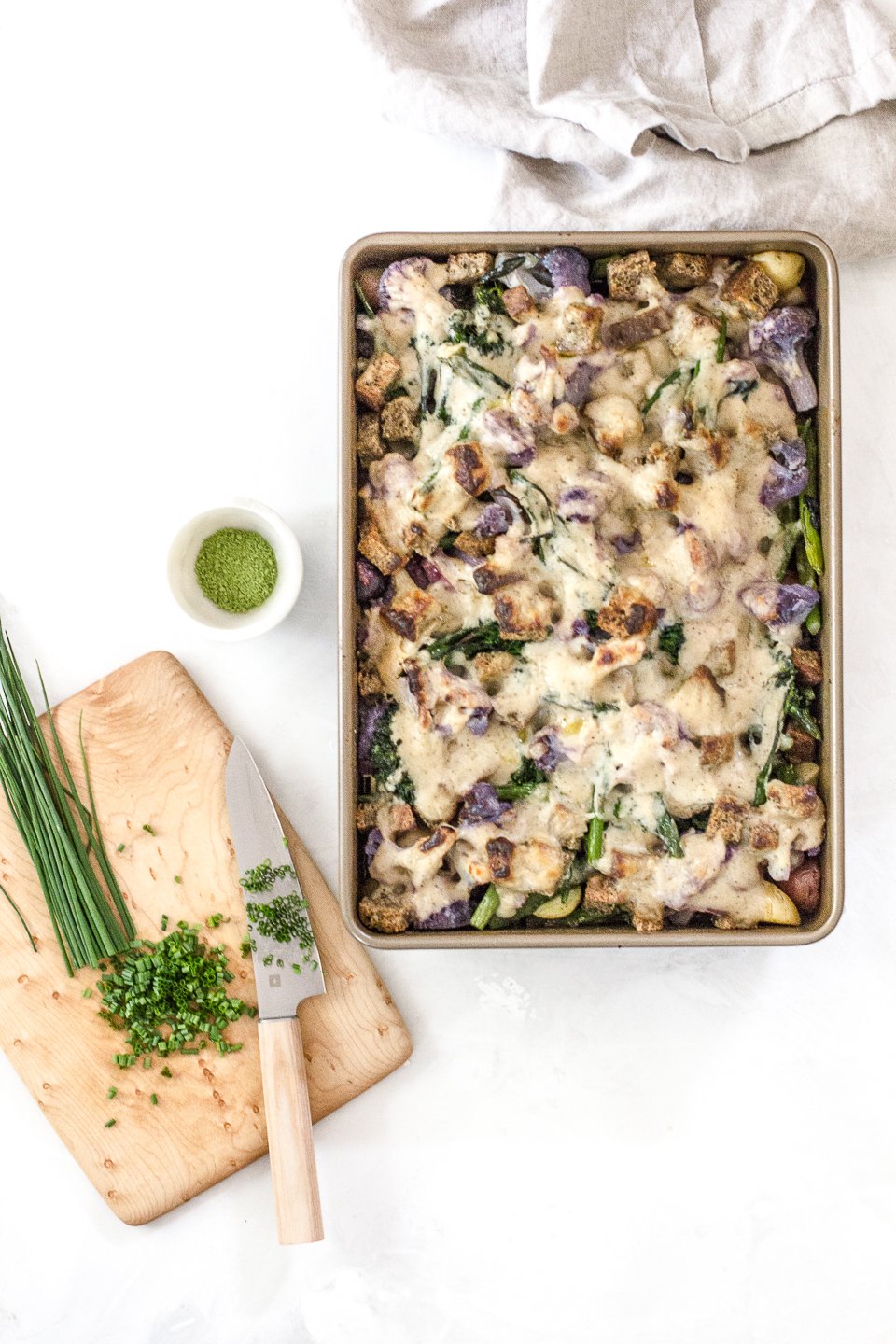 Spring Time Vegan Veggie Miso Gratin