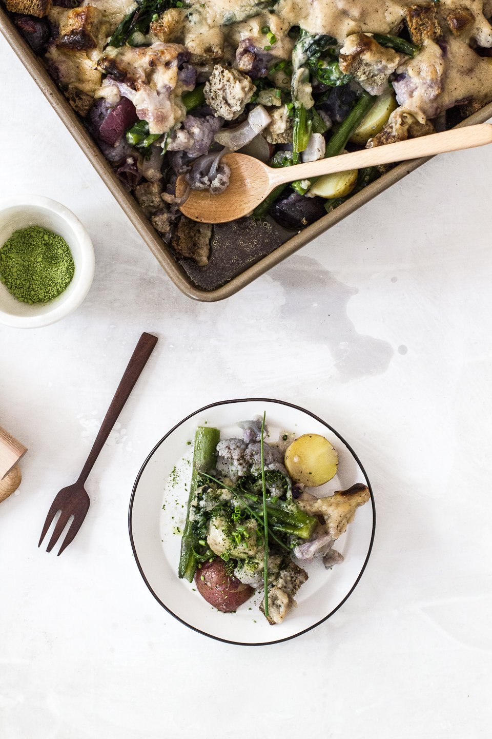 Spring Time Vegan Veggie Miso Gratin