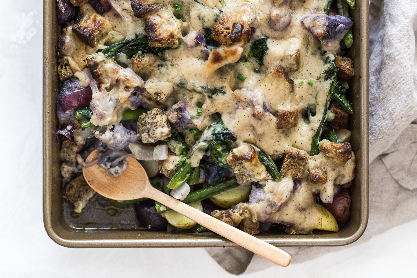 Spring Time Vegan Veggie Miso Gratin
