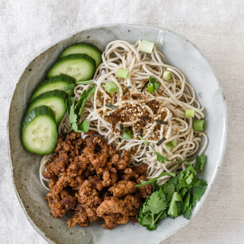 BBQ Minced Chicken with Garlic Soba Noodles Rezel Kealoha