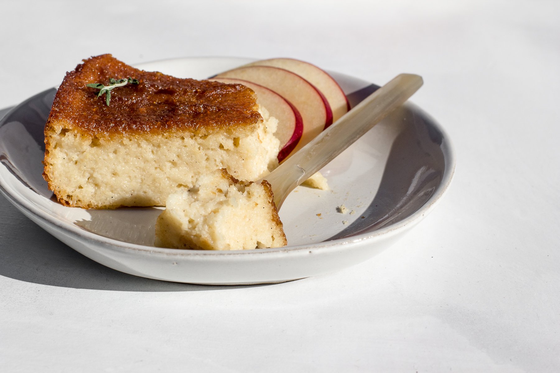cassava cake with apple sauce