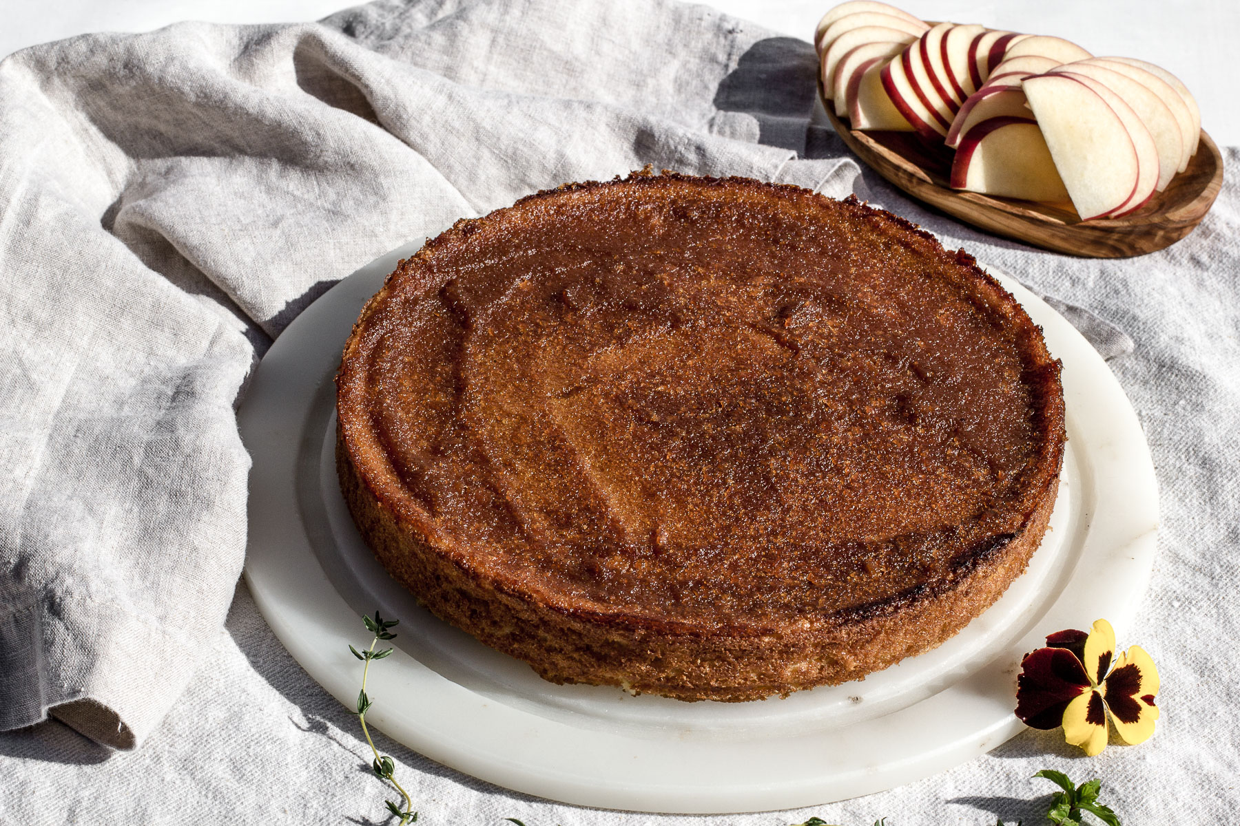 cassava cake with apple sauce