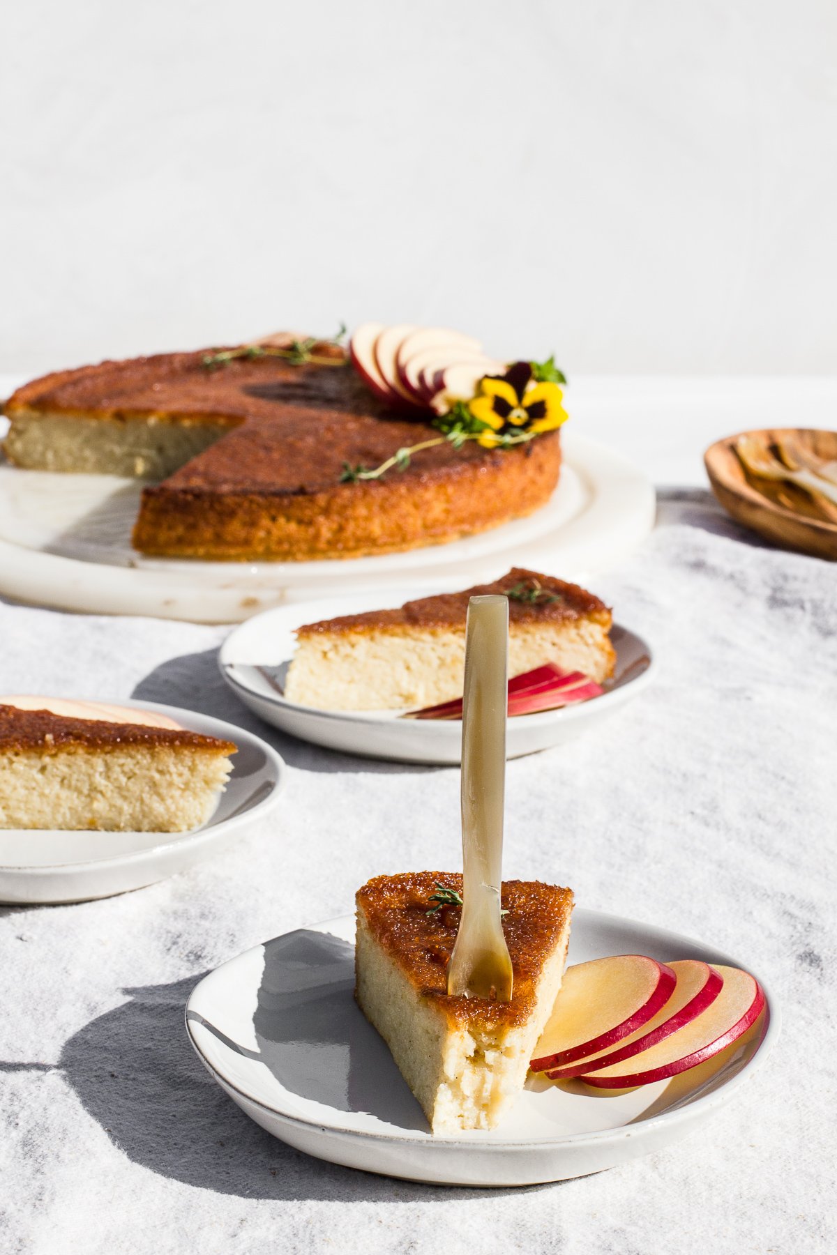 cassava cake with apple sauce