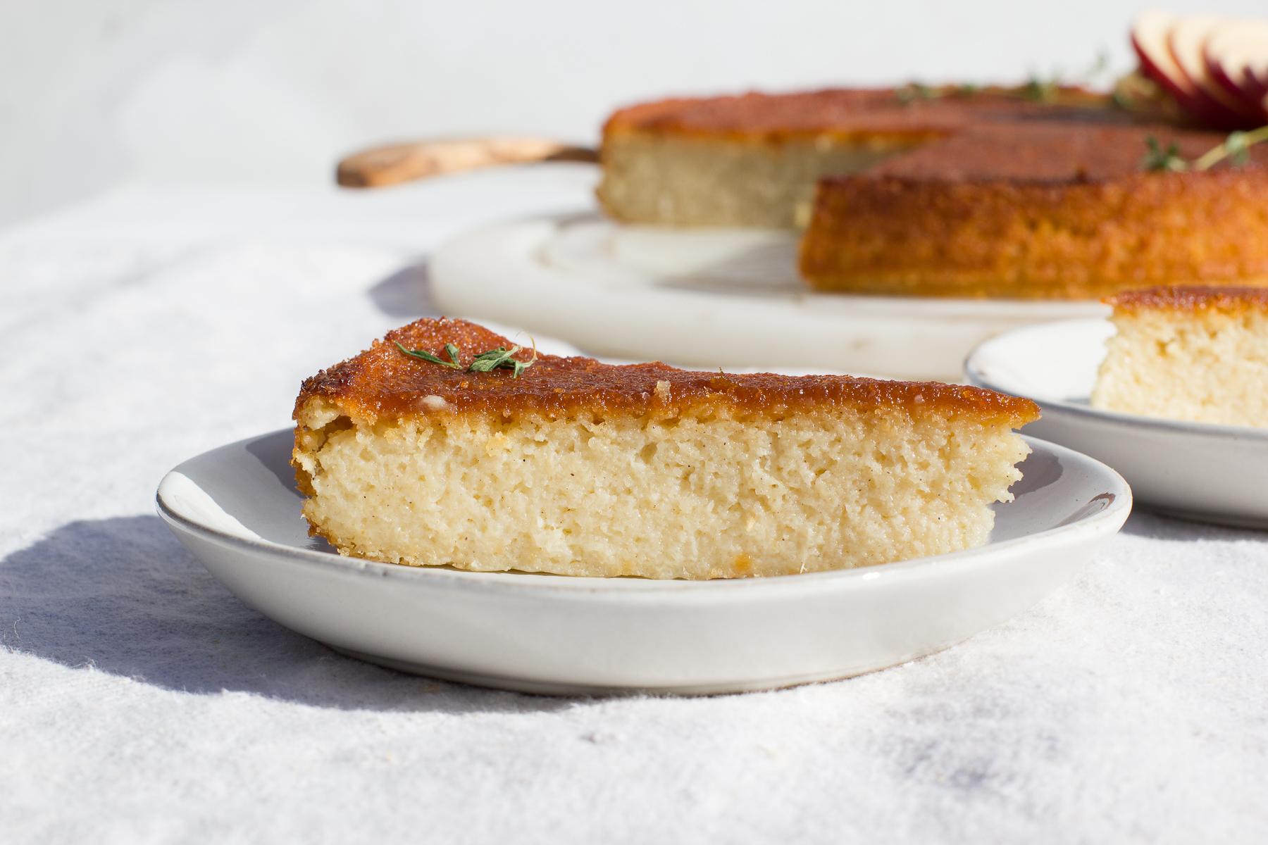 cassava cake with apple sauce