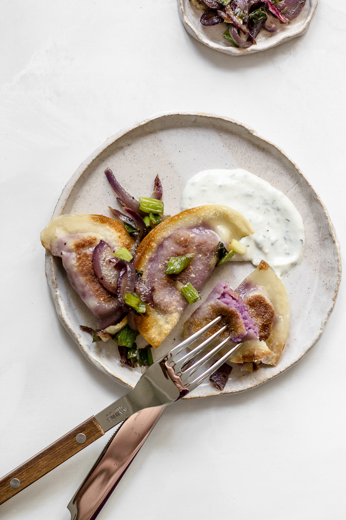 Vegan Savory Ube Pierogies