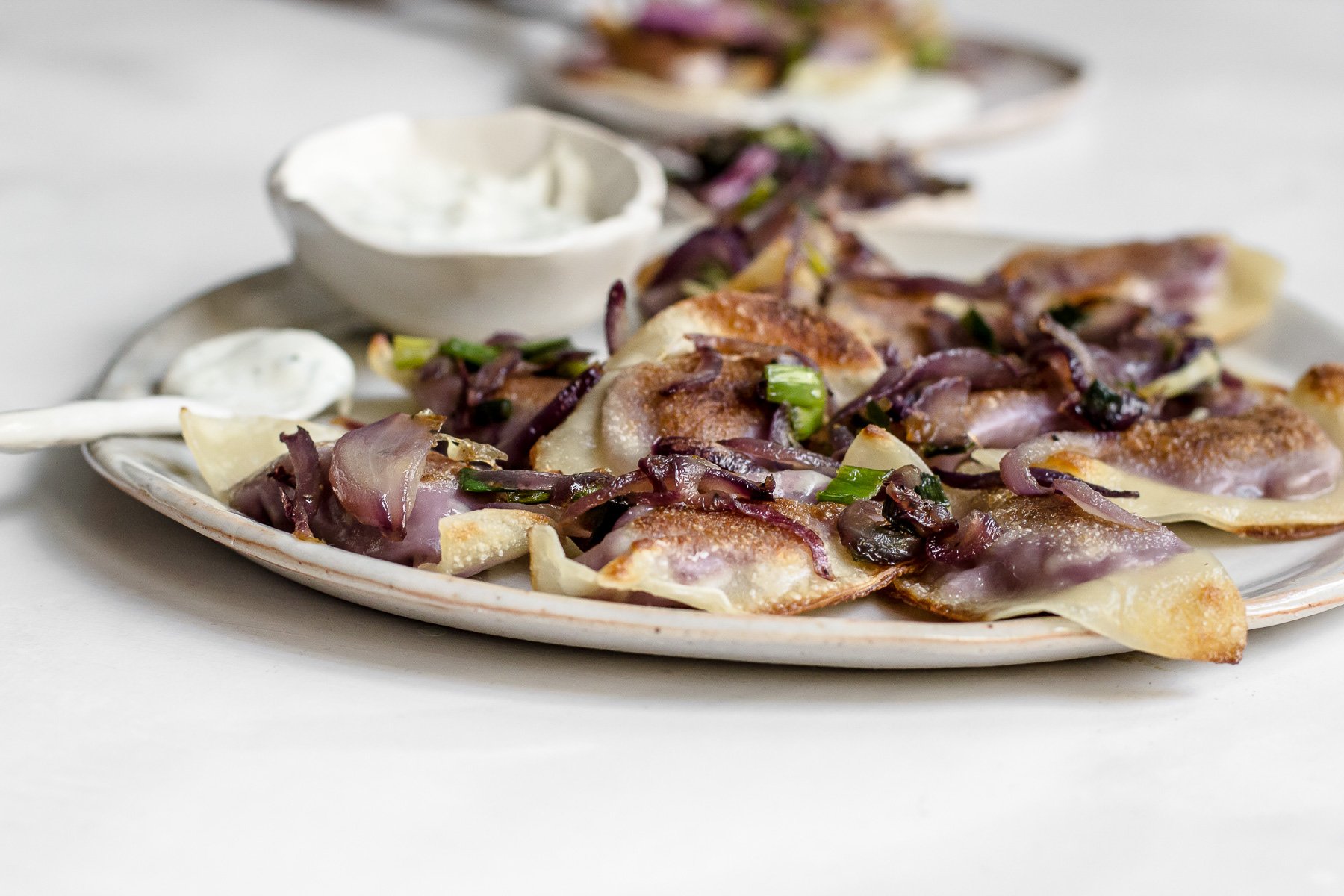 Vegan Savory Ube Pierogies