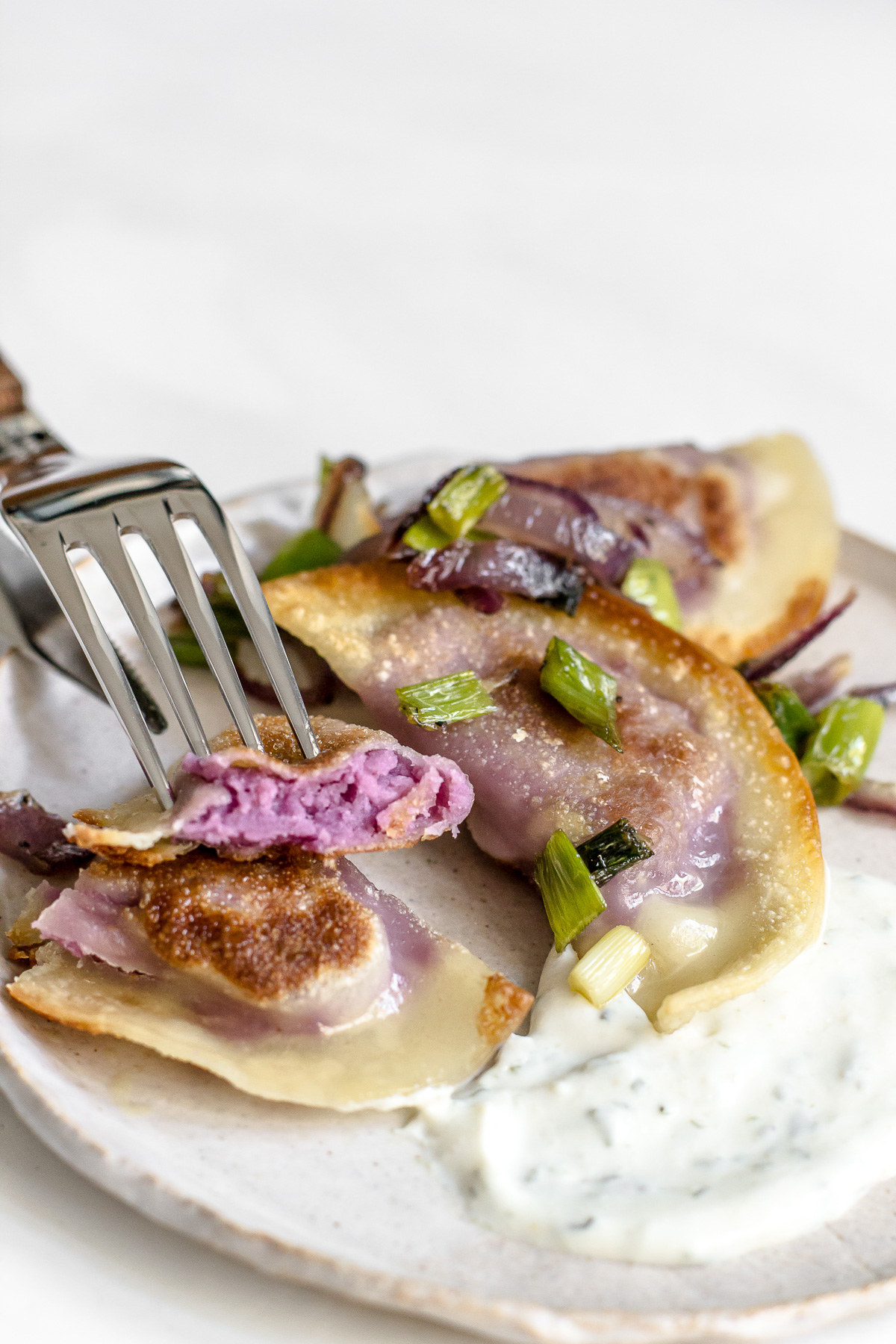 Vegan Savory Ube Pierogies