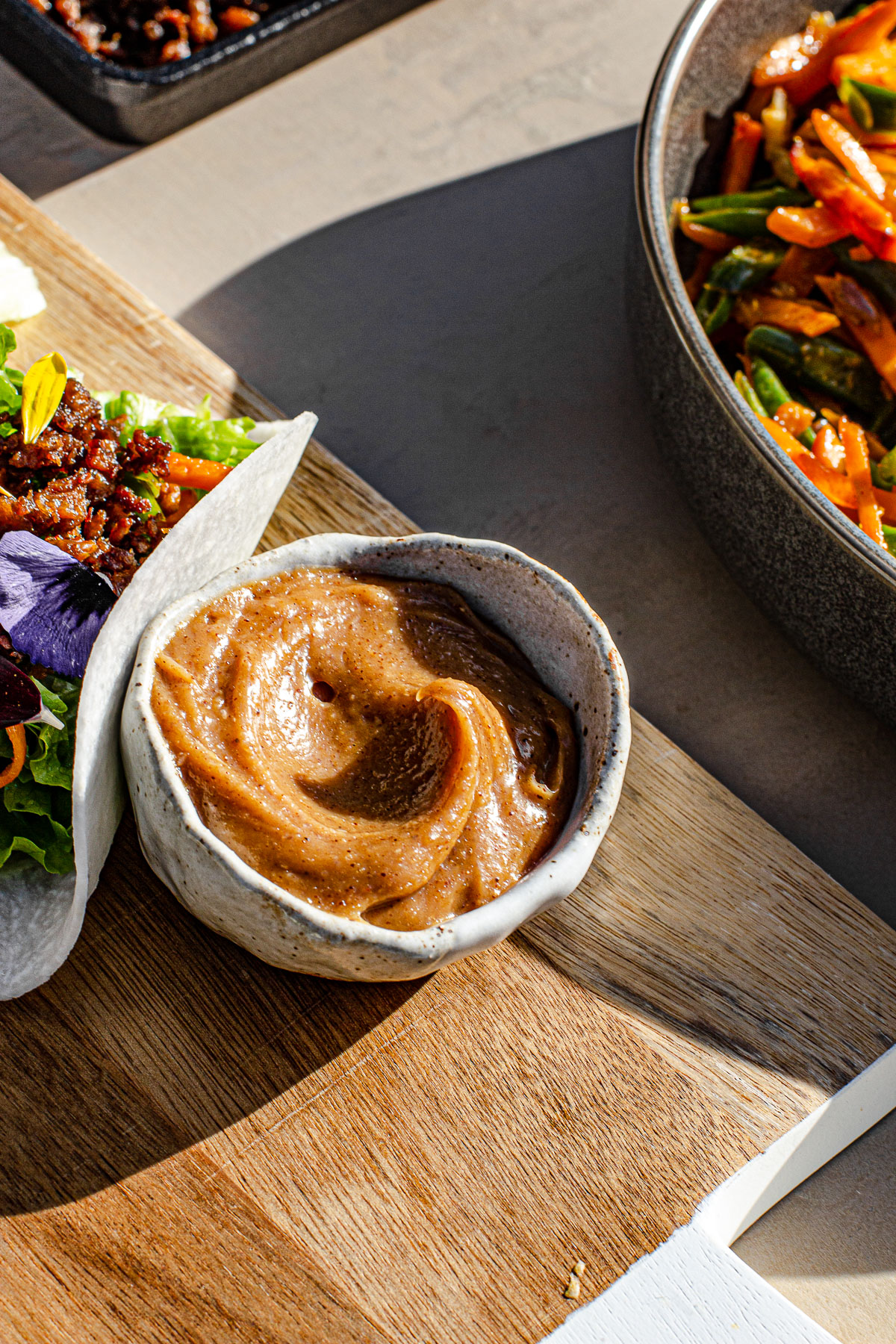 lumpia with singkamas peanut date sauce