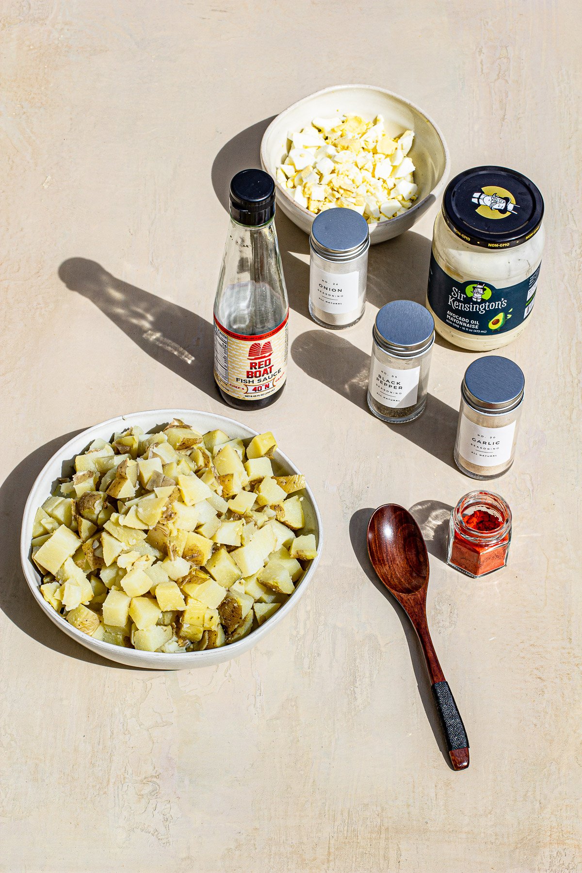 Palabok potato salad ingredients