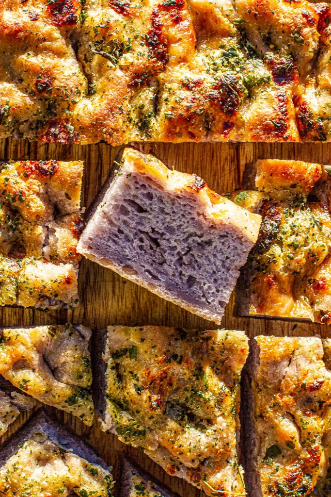 Savory Ube Focaccia Recipe and It's NoKnead! Rezel Kealoha