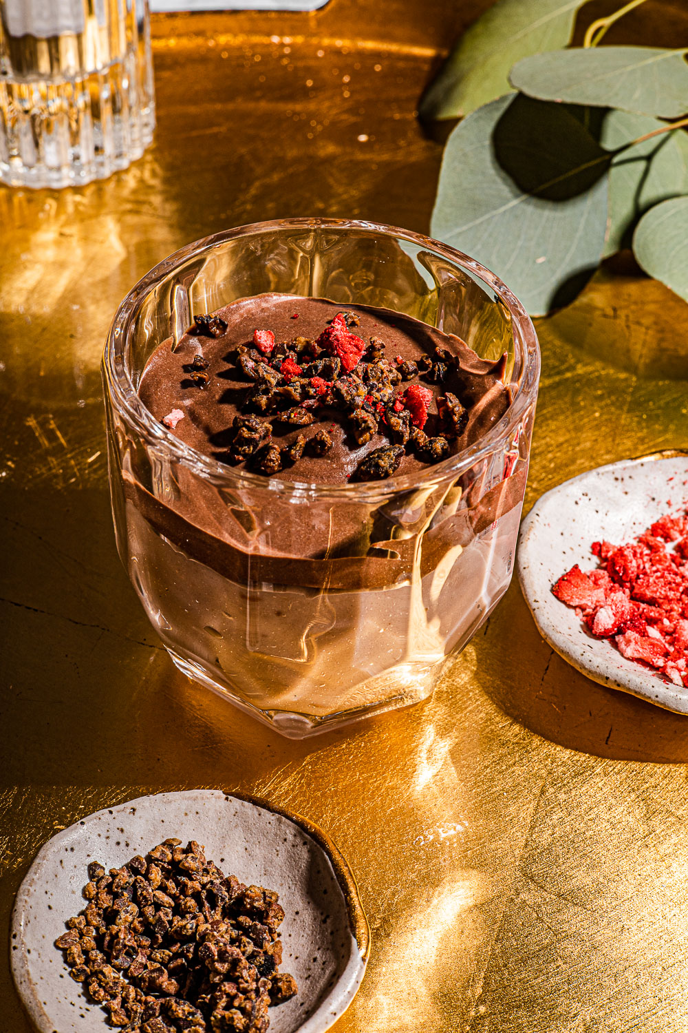 Tibok Tibok Recipe with Chocolate and Strawberry Layers in a glass.
