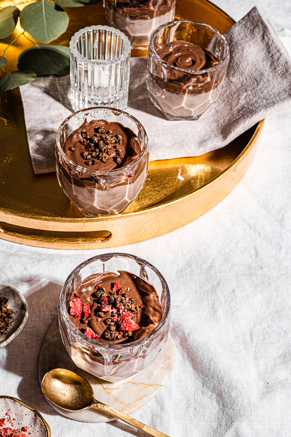 Tibok Tibok Recipe with Chocolate and Strawberry Layers in a glass.