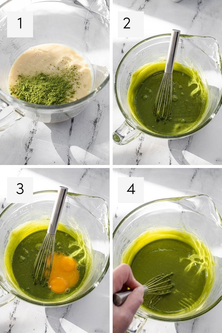 Custard cooking steps.