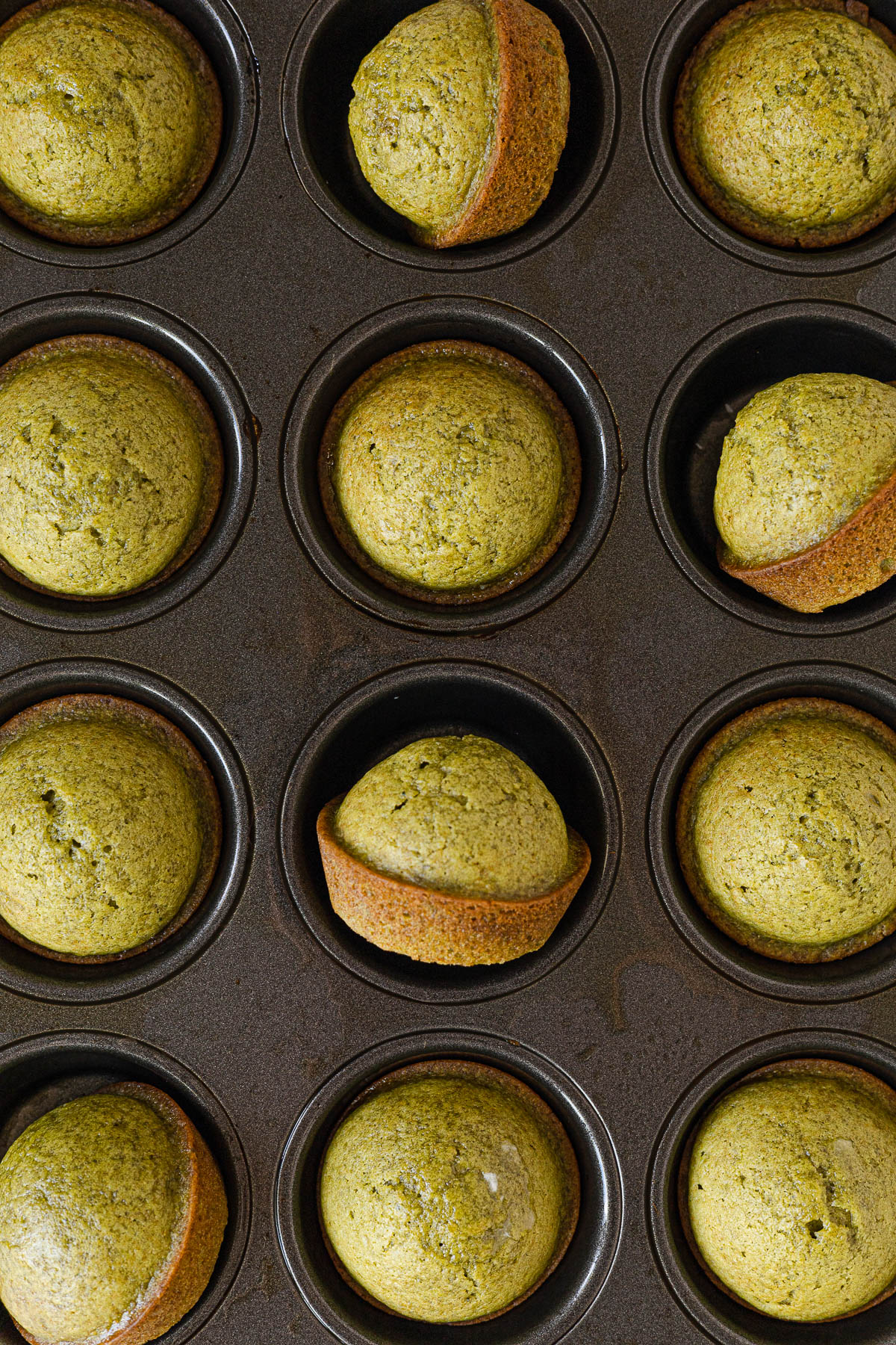 Matcha Kababayan just baked in a muffin tin.