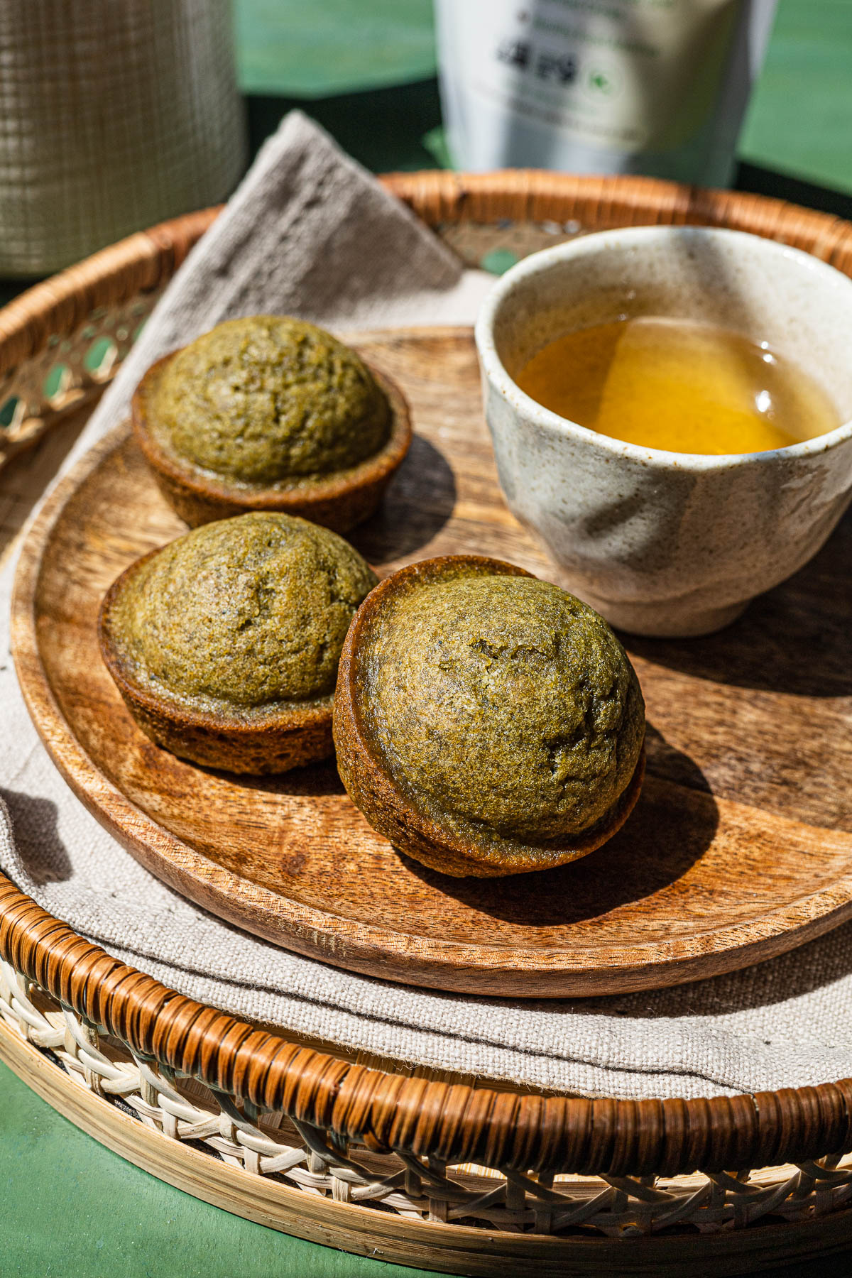 Matcha Kababayan served with green tea.