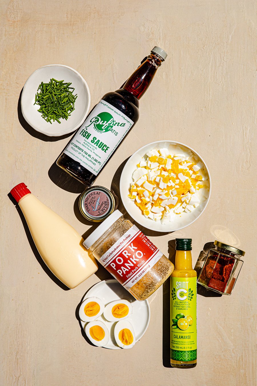 Palabok Egg Salad ingredients