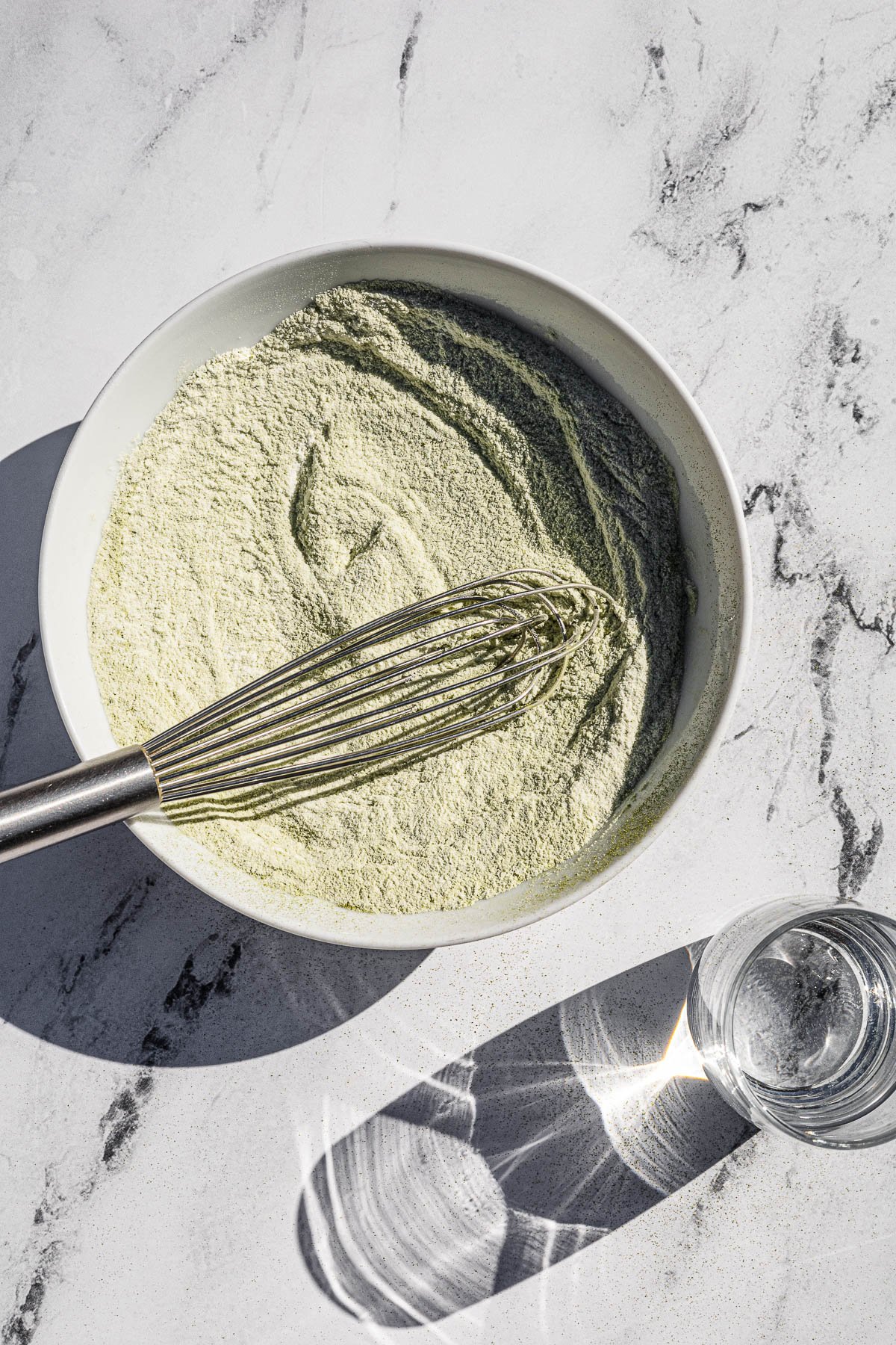 Mixture of flour and matcha.