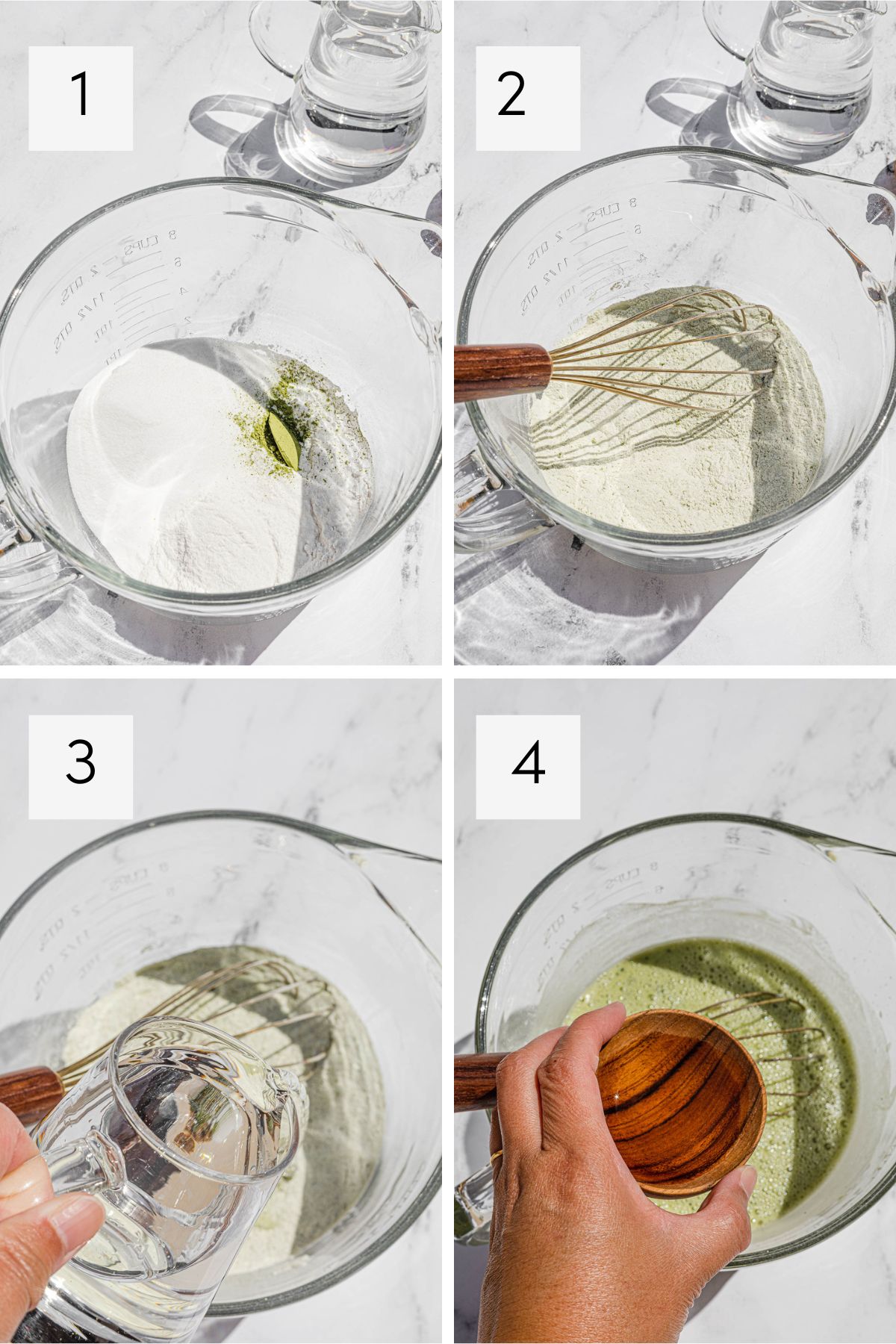 Step by step instructions on how to make Matcha Kuchinta