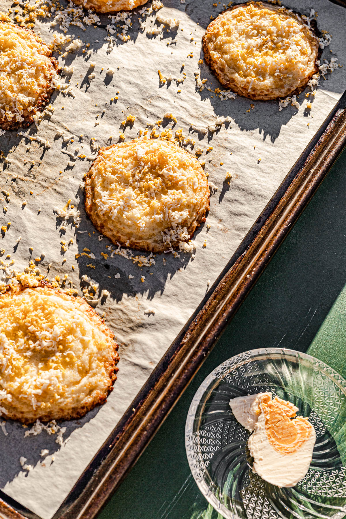 Cookies with grated itlong na maalat on top.