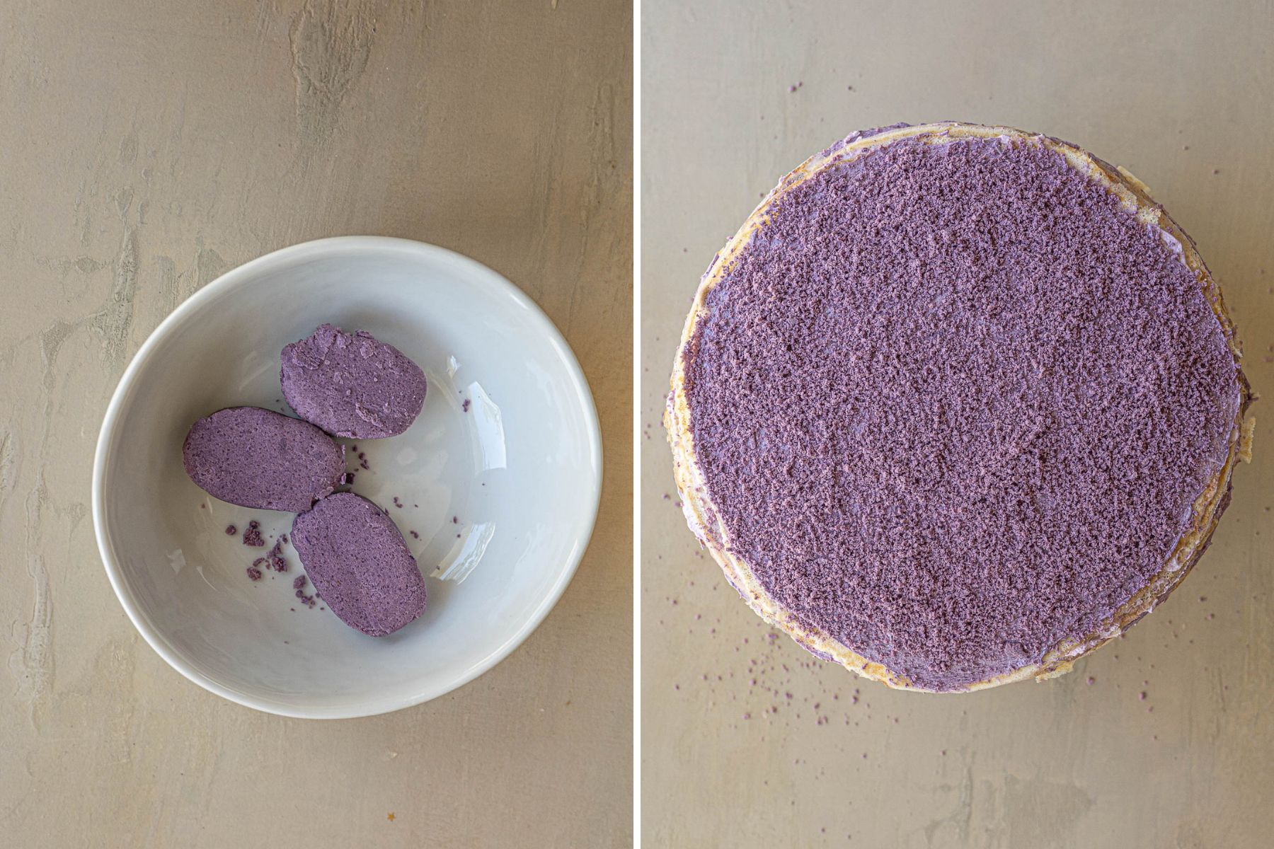 ube polvoron topping