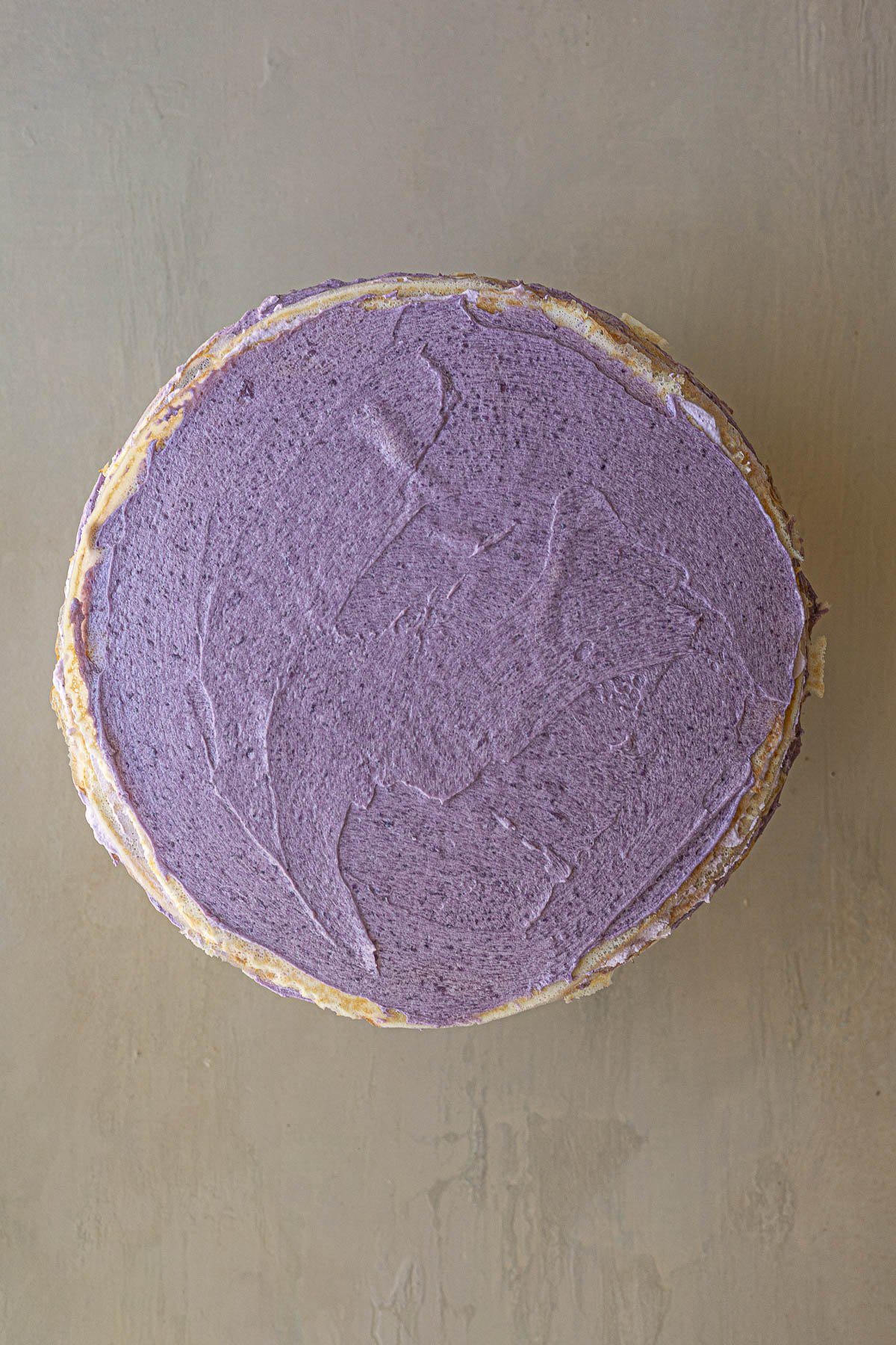 finished Ube Crepe Cake