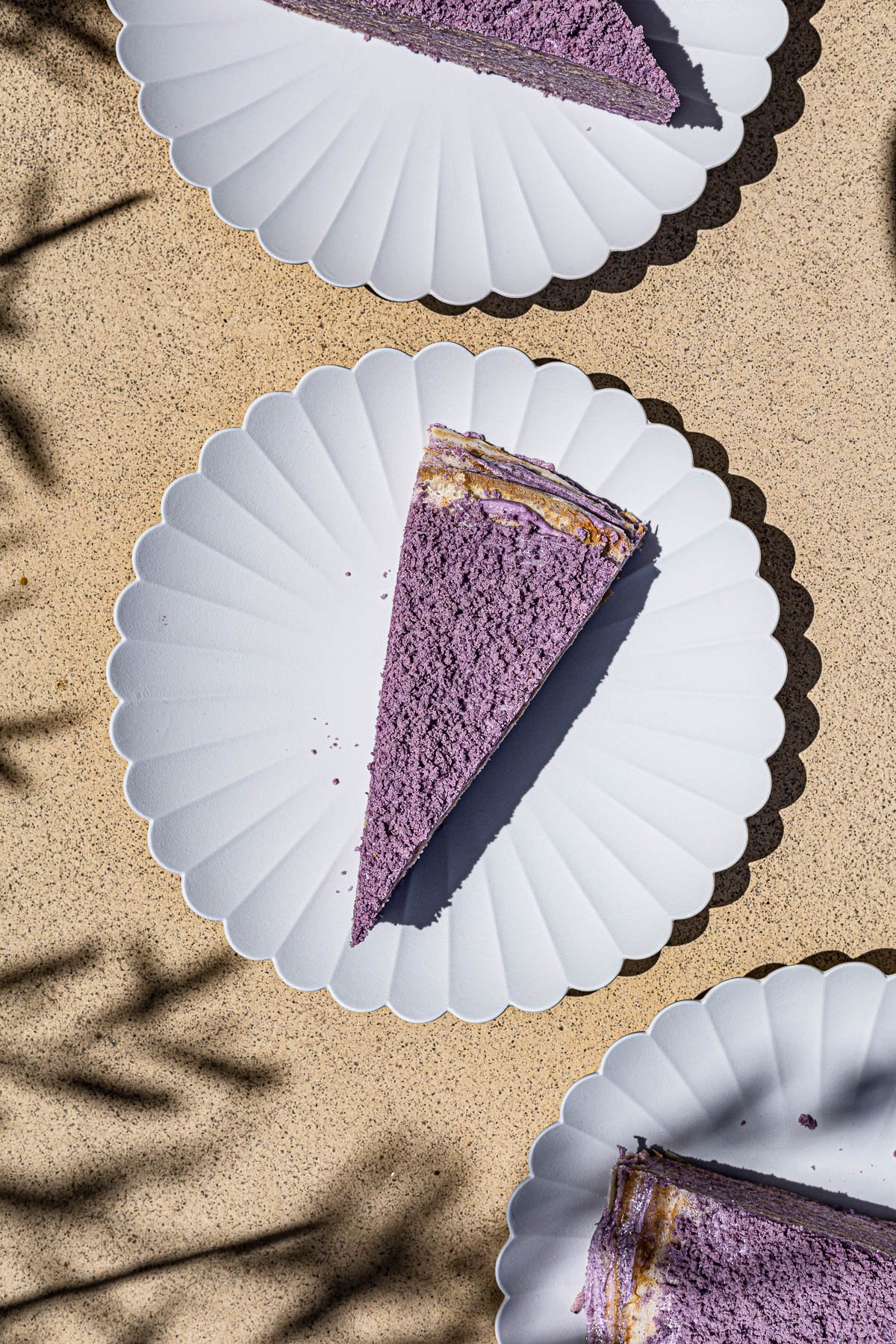 Slices of Ube Crepe Cake